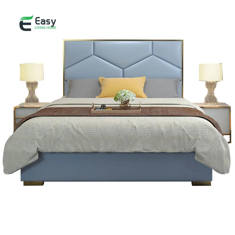 Современная светильник роскошная кожаная американская простая основная кровать
