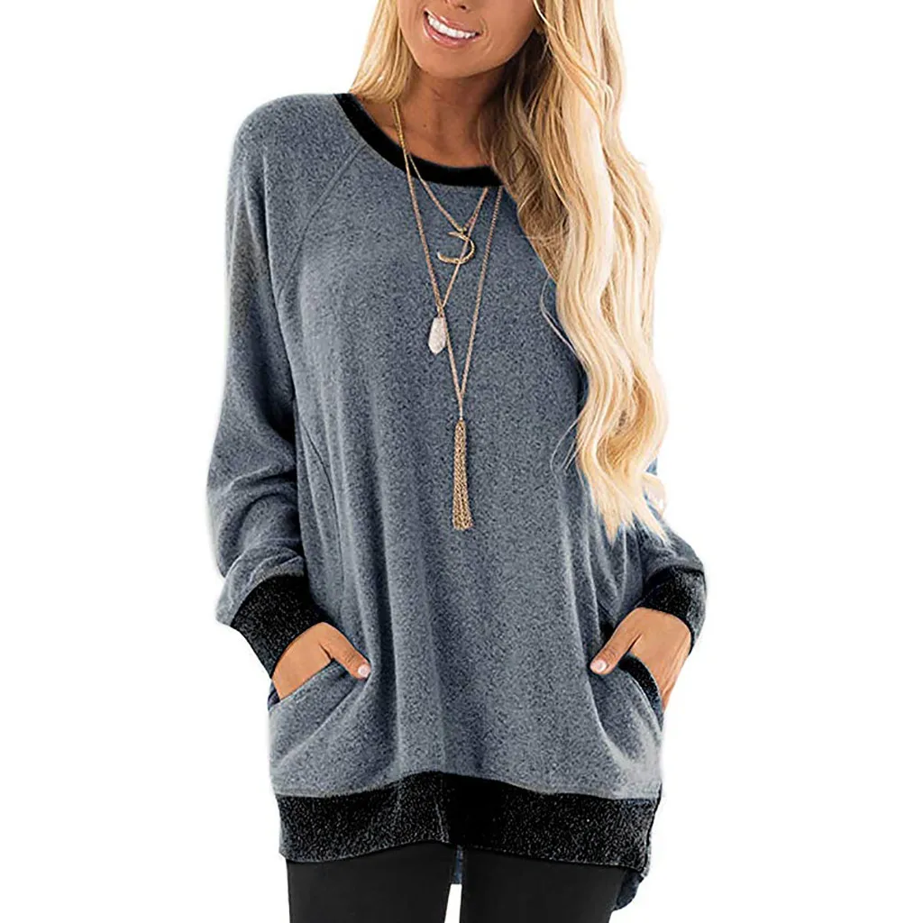 # Z20 2020 Весенняя женская футболка с круглым вырезом и карманами футболки длинным