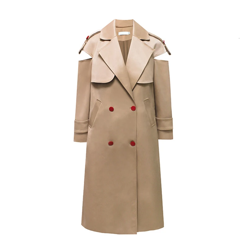 TWOTWINSTYLE выдалбливают пальто для женщин зубчатый длинный рукав Лоскутная прямая