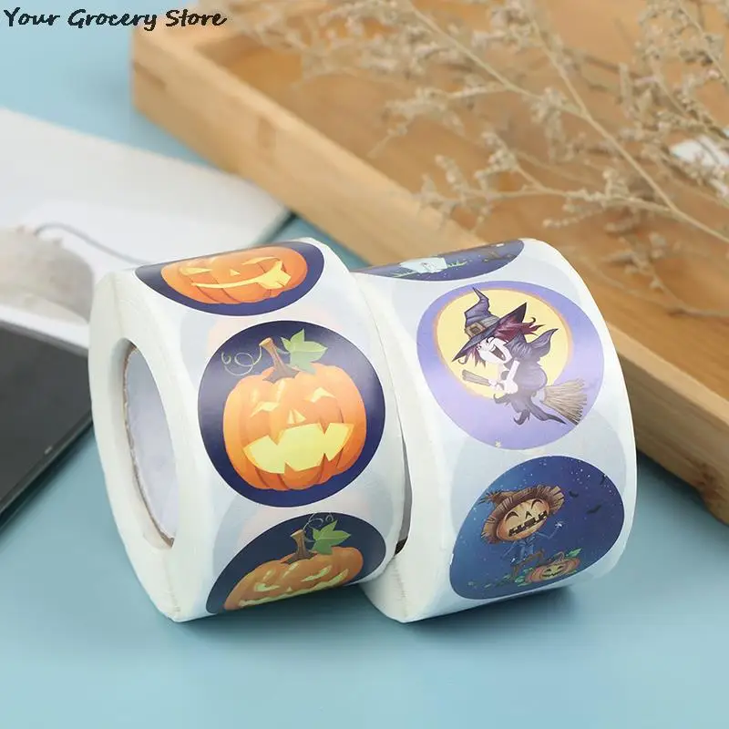 

500 шт. 3 см круглая упаковка ручной работы в виде тыквы на Хэллоуин наклейка-этикетка самодельная наклейка на подарок на Хэллоуин s Декор на Х...