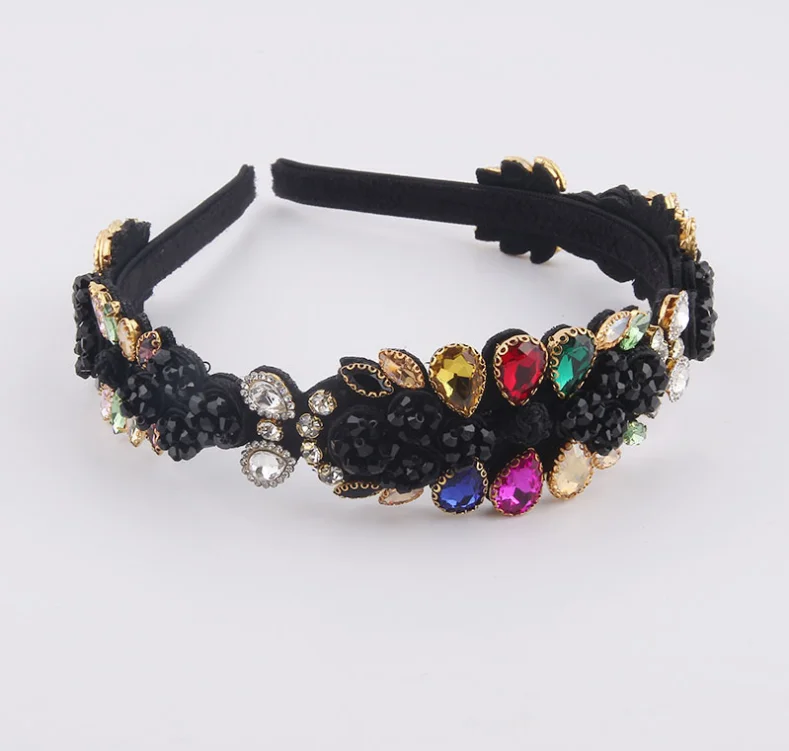 

Women hairbands baroque crystal flower inlaid diamond personality headbands gorgeous hair accessories for ladies travel party