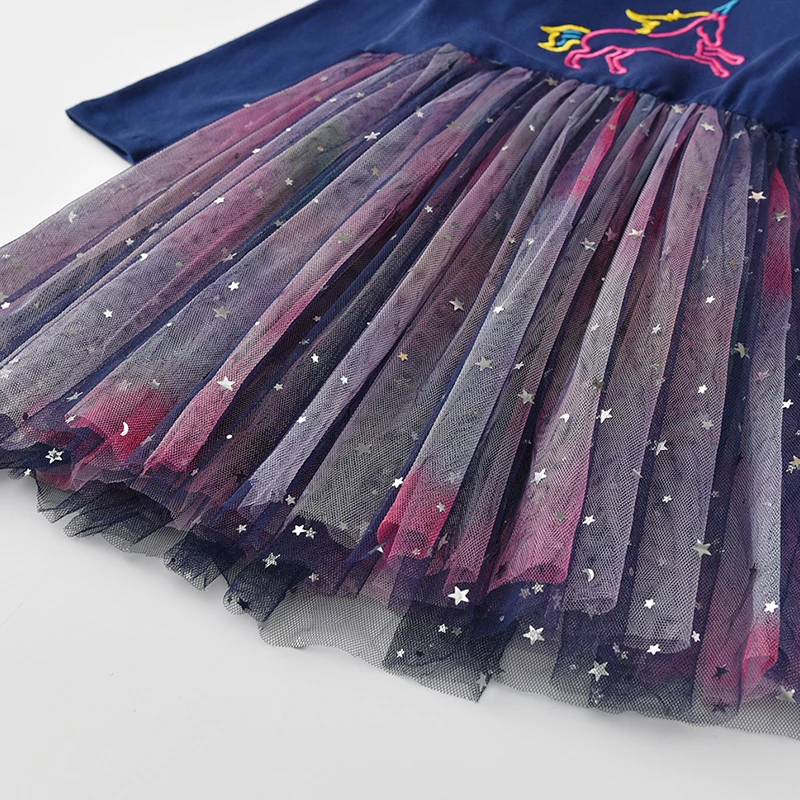 Платье с аппликацией единорога для девочек Осень-зима | Детская одежда и обувь