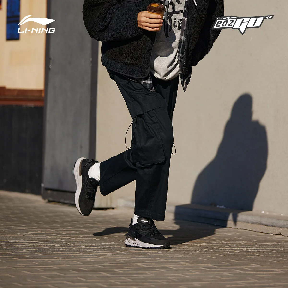 Lining Running shoes men's 2021 new autumn and winter men's shoes eazgo shoes shock absorption men's light running shoes