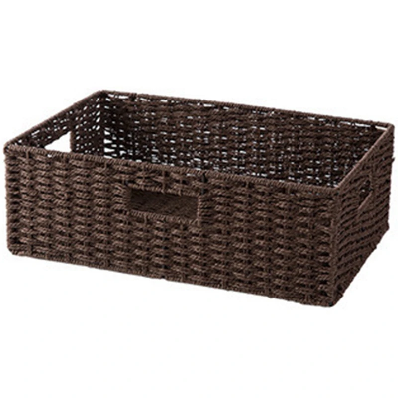 

Paper Rope Woven Storage Basket Desktop Storage Basket Clothing Toy Storage Box Rectangular Storage Basket