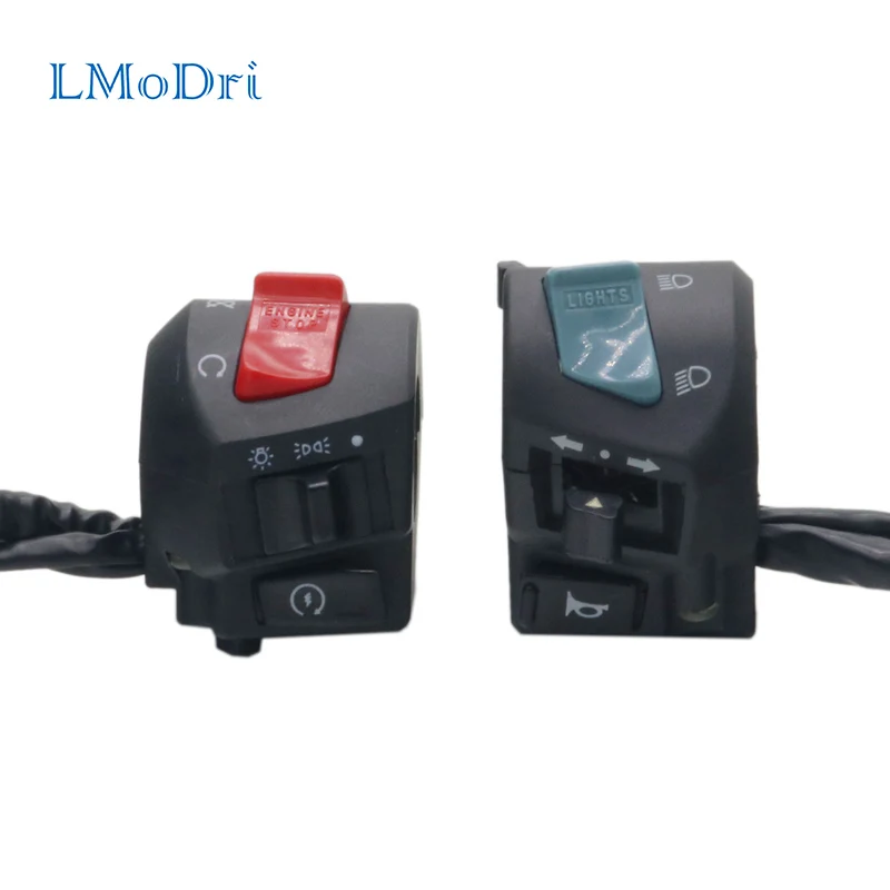 

LMoDri 22mm Motorcycle Left Right Switch Horn Button Turn Signal Electric Fog Lamp Light Start Push Button Switches