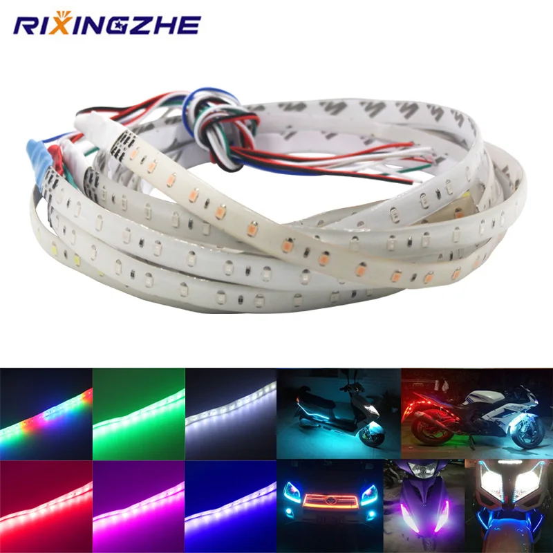 Автомобильный струящийся RGB светодиодный светильник s 18 режимов 30 см/60 см 32