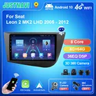 Автомобильный радиоприемник 4G Wi-Fi для Seat Leon 2 MK2 LHD 2005-2012, Авторадио Carplay Android 10,0, мультимедийный видеоплеер, GPS-навигация DSP