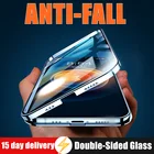 Роскошный 360 металлический магнитный чехол для телефона IPhone 12 11 Pro X XR XS Max двойной стеклянный чехол для IPhone 7 6 8 Plus флип-чехол