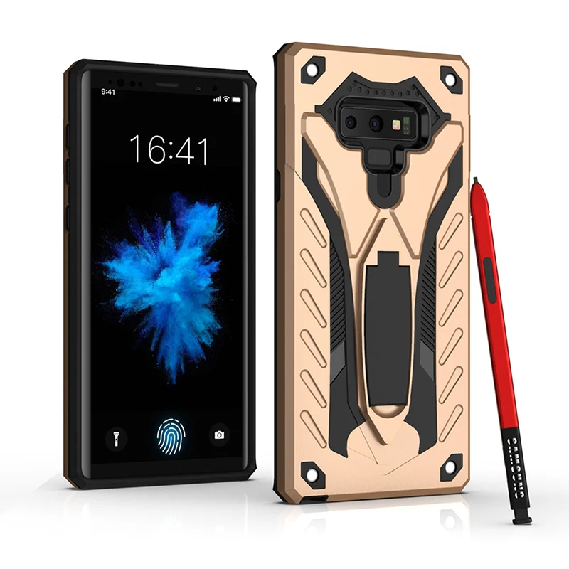 Чехол для samsung Galaxy Note 10, 9, 8, S9, S8 Plus, PC, TPU, защитный чехол с подставкой, Жесткая прочная ударопрочная задняя крышка для samsung A50S, A20S, A10S, Coque - Цвет: Gold
