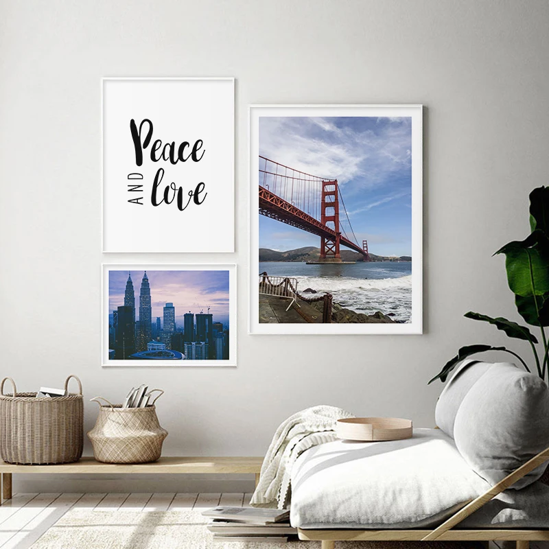 Современная серия настенной живописи земля город Сан-Франциско байдж Skyscape