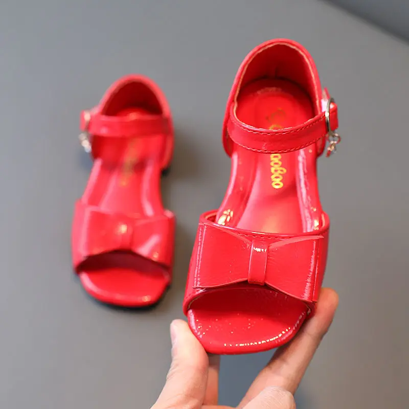 

JY Summer Girl Beach Children Princess Pure Color Toddler PU Non-Slip Sandal Casual Shoes 21-30 4Colors P06