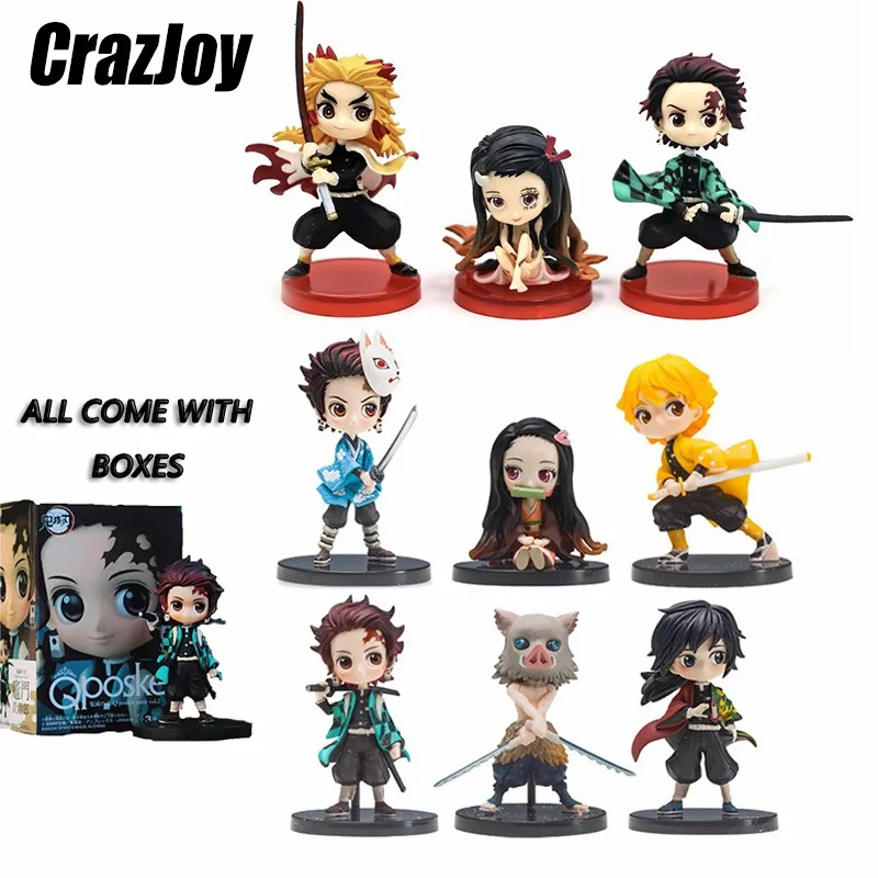 

3/6pcs set Demon Slayer Nezuko Zenitsu Tanjirou Giyuu Inosuke Q Ver. Action Figures Toys Kimetsu no Yaiba Anime PVC Figurine Toy