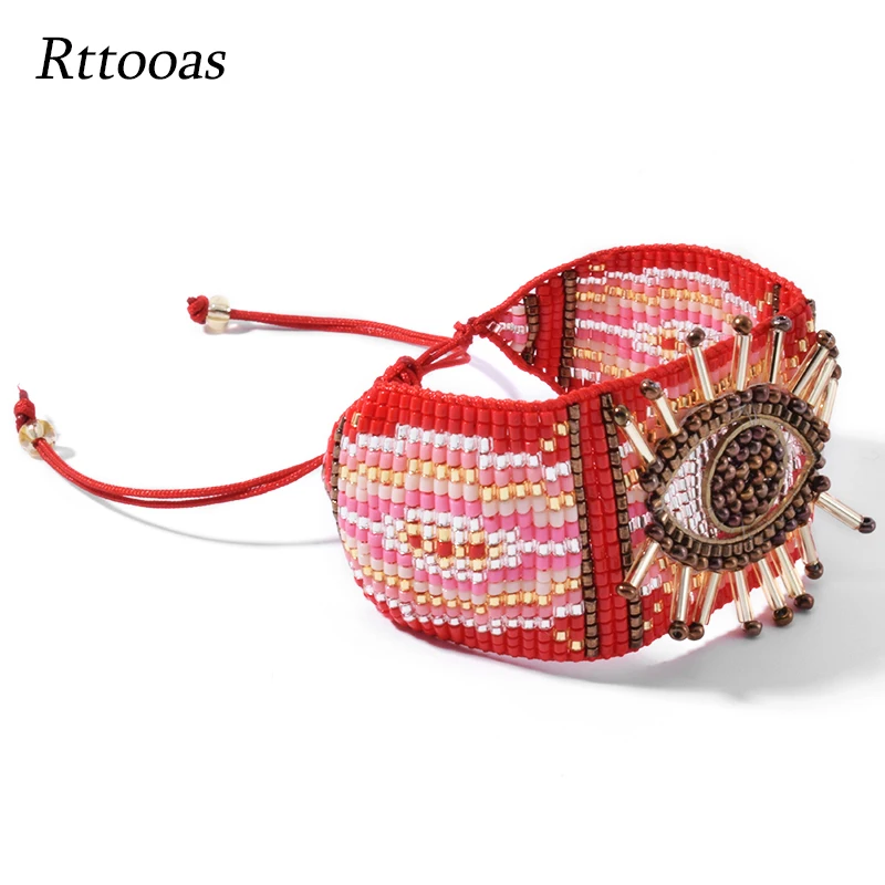 

Rttooas Red Turkish Evil Eye Bracelet For Women MIYUKI Beads Charm Bracelets Pulseras Mujer 2020 New Arrival Fashion Jewelry