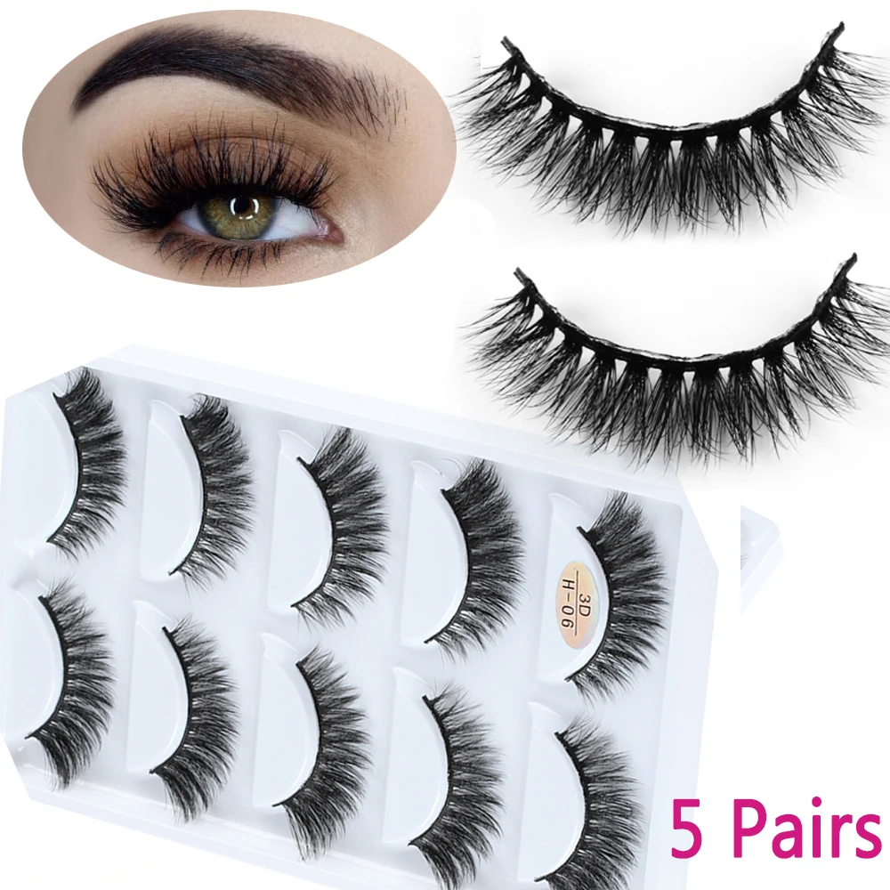 5 пар 3D накладные ресницы из норки перекрещивающиеся длинные Многослойные раньше