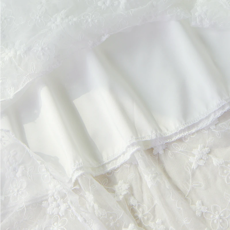 

2020 New Women Vintage 3/4 Sleeve Square Collar Hollow Out Lace Dresses Casual Elegant White Party Dress Vestido