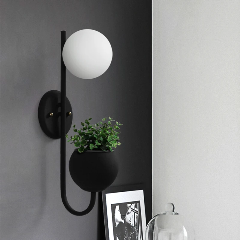 Wandlamp черный или золотой скандинавский стеклянный шар светодиодный настенный бра