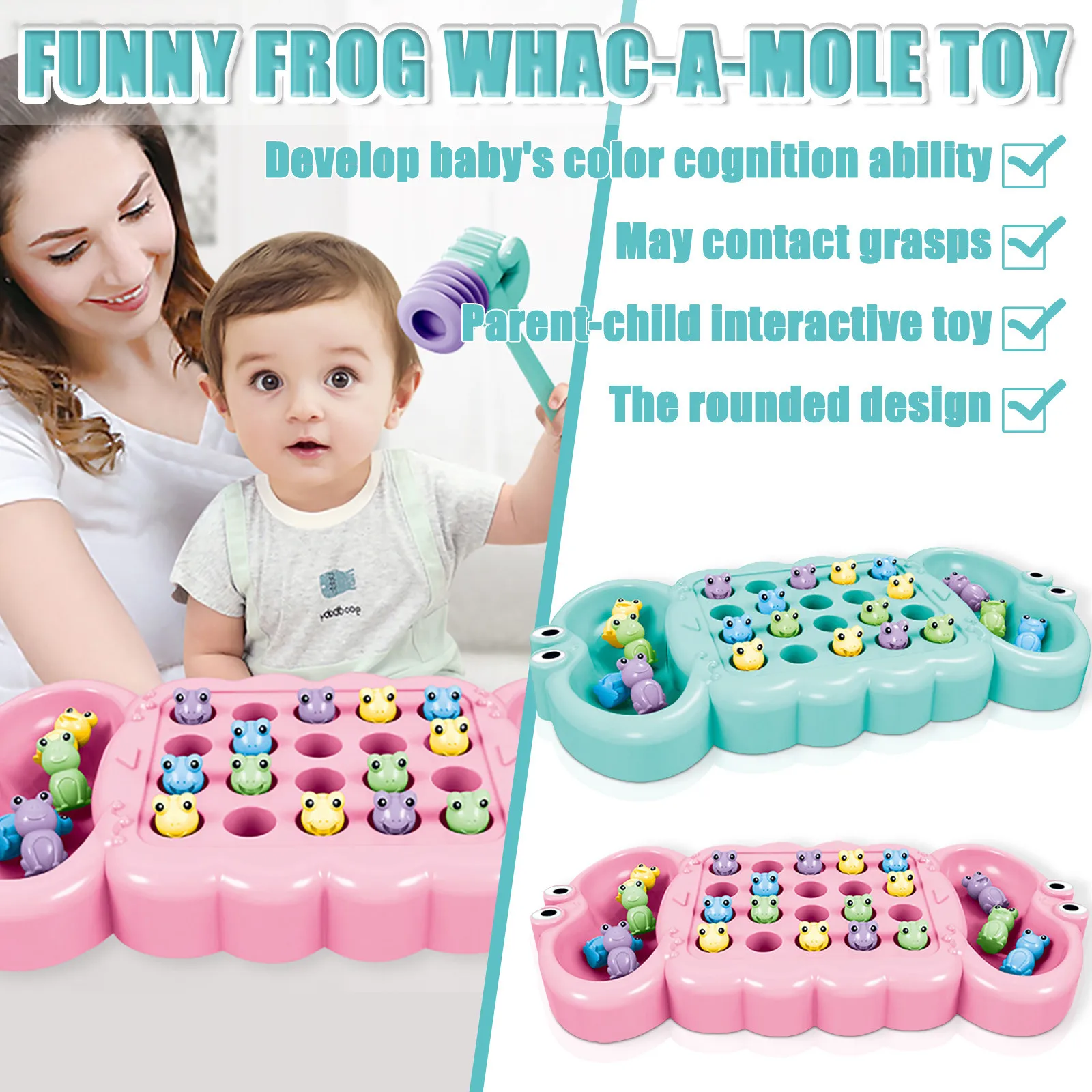 

Novelty And Interesting Plastic Two-Color Baby Catching Frog Early Education Desktop Toy Childrens Education Fun Double Toy Gift