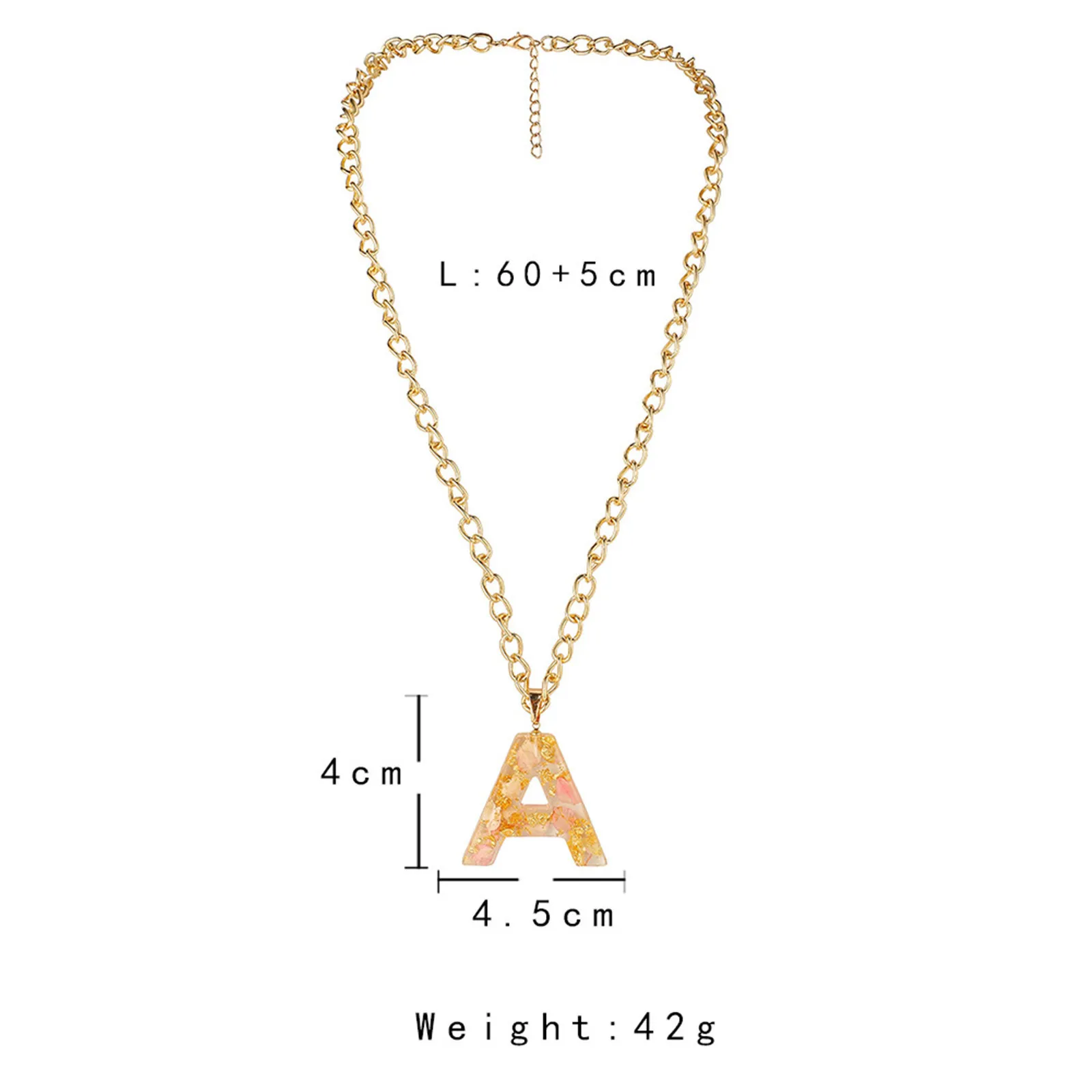 

Necklace Transparent Dried Flower Leaf Resin Pendant 26 English Letters Gold Necklace Women Simple Shiny Clavicle Chain Jewelry