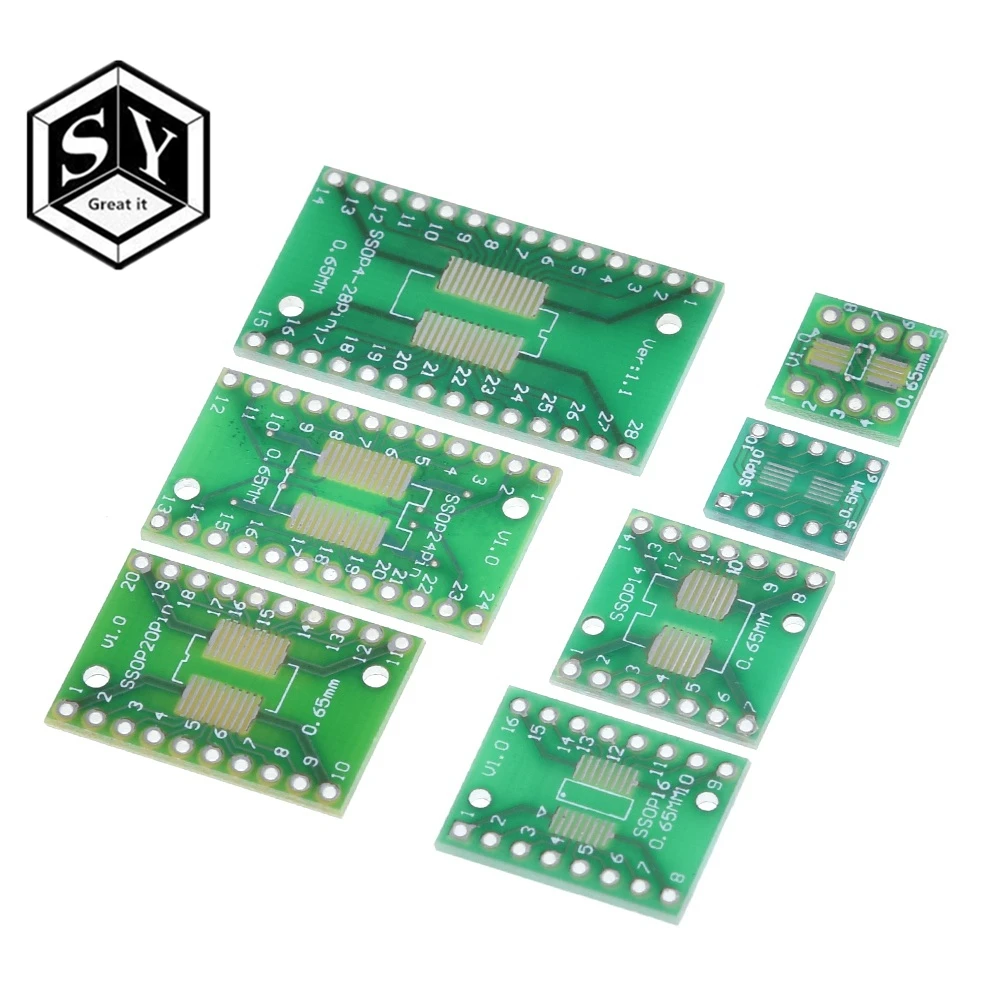 Great IT 7 шт. = 7 значение* 1 шт. печатная плата комплект SMD поворот к DIP SOP MSOP SSOP TSSOP SOT23 8 10 14 16 20 24 28 SMT To DIP