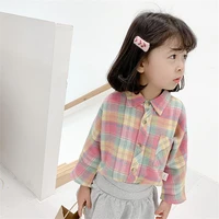 plaid cotton children clothes spring summer girls cotton blouses shirts kids teenagers costume ruffle princess birthday party hi