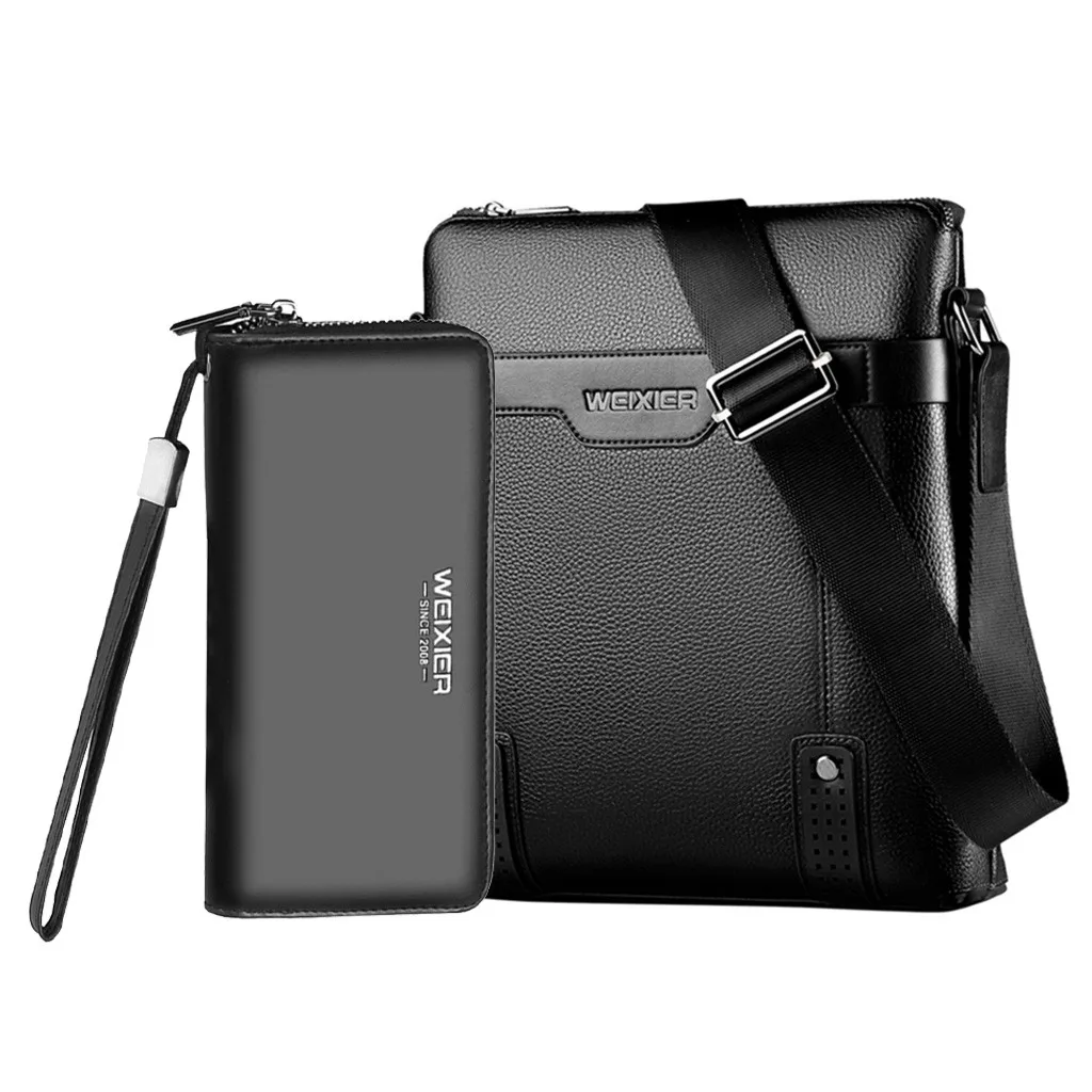 Men Vintage Shoulder Bags Crossbody Bags Retro Zipper Handbags+Wallet Men's Multi-Function Travel Handbags High Quality#R20