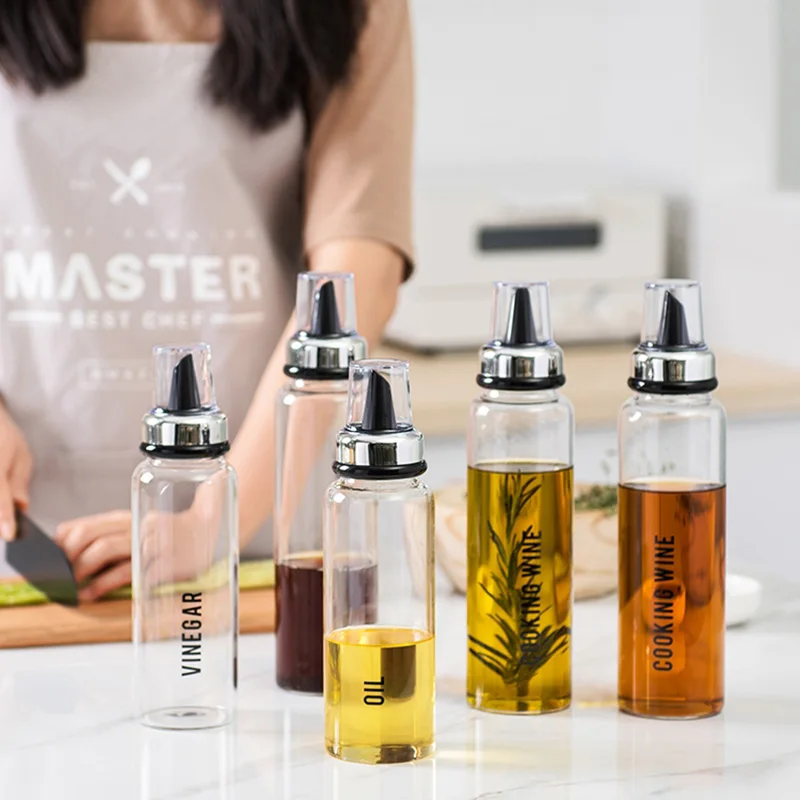 

Kitchen Storage Organizer Transparent Glass Containers Oil Vinegar Sauce Cooking Wine Bottle Heat-Resistant Leak-Proof Mason Jar