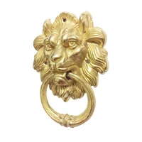 vintage brass die casting lion head knocker solid wood villa courtyard gate door ring handle pulls knob decoration