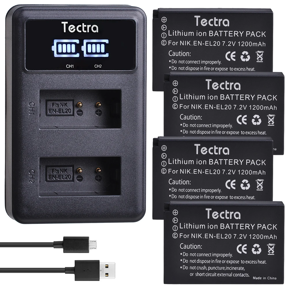 4 шт. светодиодный аккумулятор EN EL20a + USB зарядное устройство для Nikon Coolpix P1000 Nikon1 J1 J2