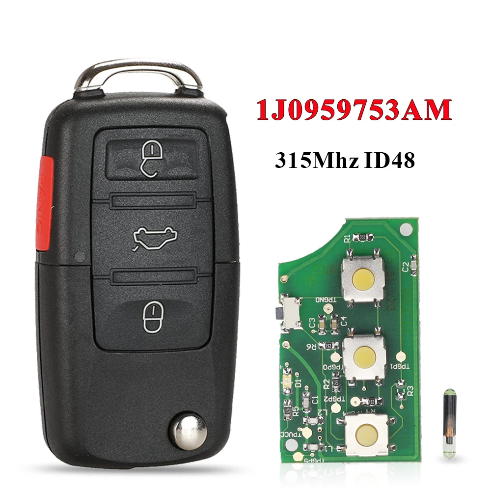 

Автомобильный Дистанционный Ключ Jingyuqin 1J0959753AM, Совместимый С VW Beetle Golf Passat Jetta 315 МГц ID48
