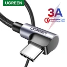 Кабель Ugreen USB-Type C для телефонов Android, угловой, 3A, 0.5-2 м