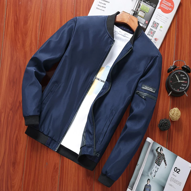 Мужская куртка бомбер 2019 Модная тонкая мужская Весенняя новая спортивная