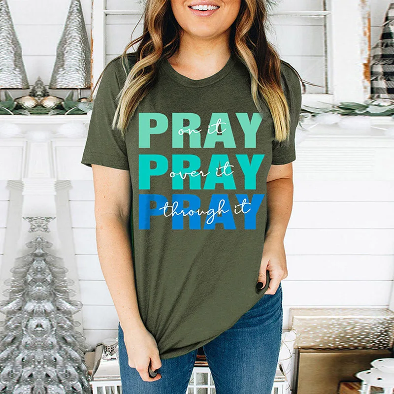 

2021 модная женская летняя повседневная блузка, зеленая женская футболка с коротким рукавом и буквенным принтом, свободная Женская туника, то...