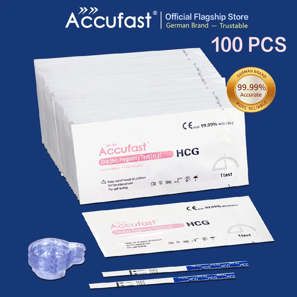 ACCUFAST 100 шт. HCG тест-полоски для беременности с мочи чашек более 100% точность тесты