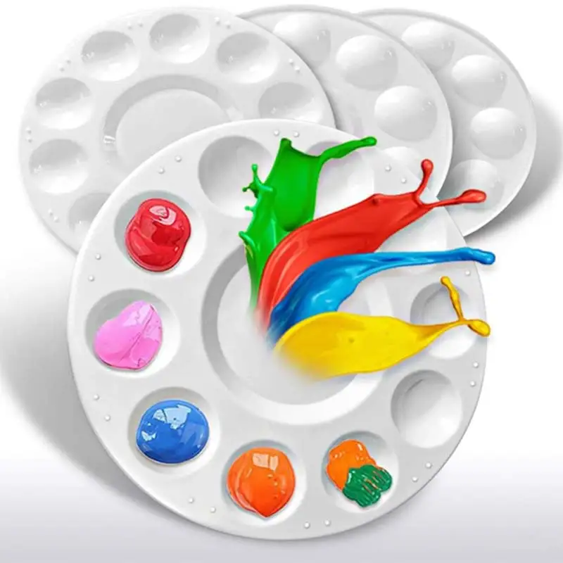

12Pcs Palette 10 Grid Art Paint Tray Artist Watercolor Plastic Mixing Palette Supplies Drawing Plate