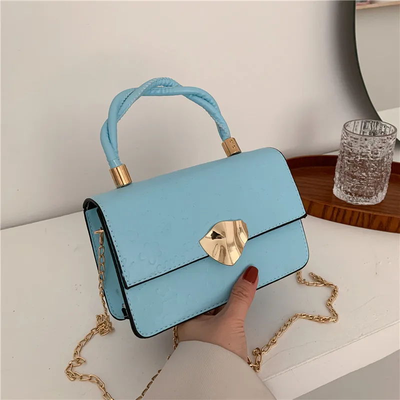 

Fashion Style Shoulder Handbag Spring 2021 New Solid Color Casual Lock Small Square Bag Purses and Handbags Luxury Designer
