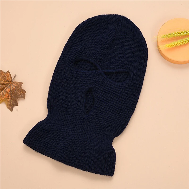 

Full Face Cover Mask Three 3 Hole Balaclava Wool Hat Winter Skiing Cycling Mask Beanie Hat Scarf Warm Face Masks