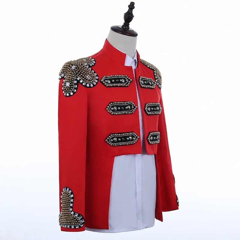 Женский сценический костюм мужской в панк-стиле Singer красная черная белая куртка