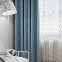 nordic fresh blue v pattern jacquard shefney curtain finished custom shading curtains for living dining room bedroom