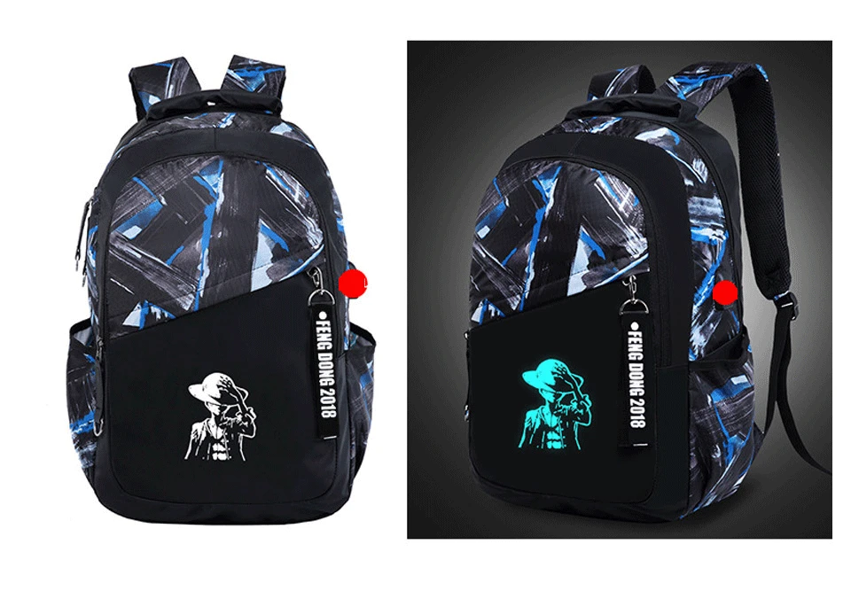 Новые мужские водонепроницаемые Оксфордские рюкзаки, светящиеся, usb зарядка, Противоугонный рюкзак, школьные рюкзаки для мальчиков-подростков