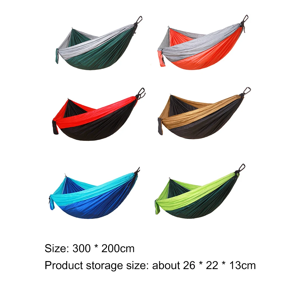 

Nylon Double Person Hammock Adult Camping Outdoor Backpacking Travel Survival Garden Swing Hunting Sleeping Bed Portable Hammock