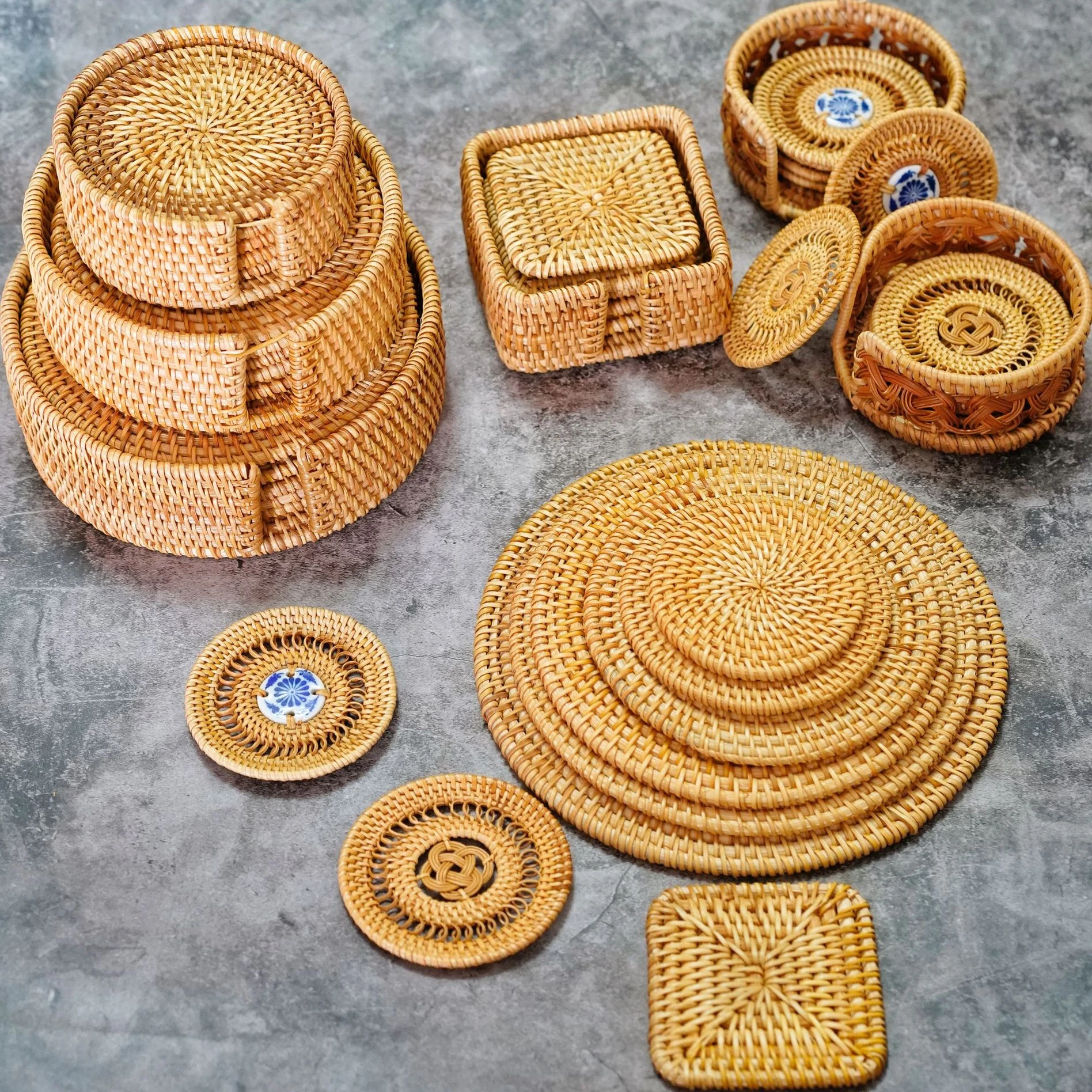 

Woven autumn rattan woven coaster tea mat placemat potholder Kung Fu tea set rattan mat placemat table mat