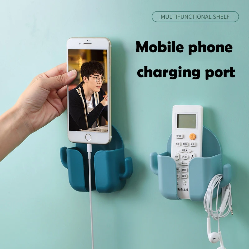 wall mounted organizer remote control storage box for tv air conditioner office organizer mobile phone charging holder stand free global shipping