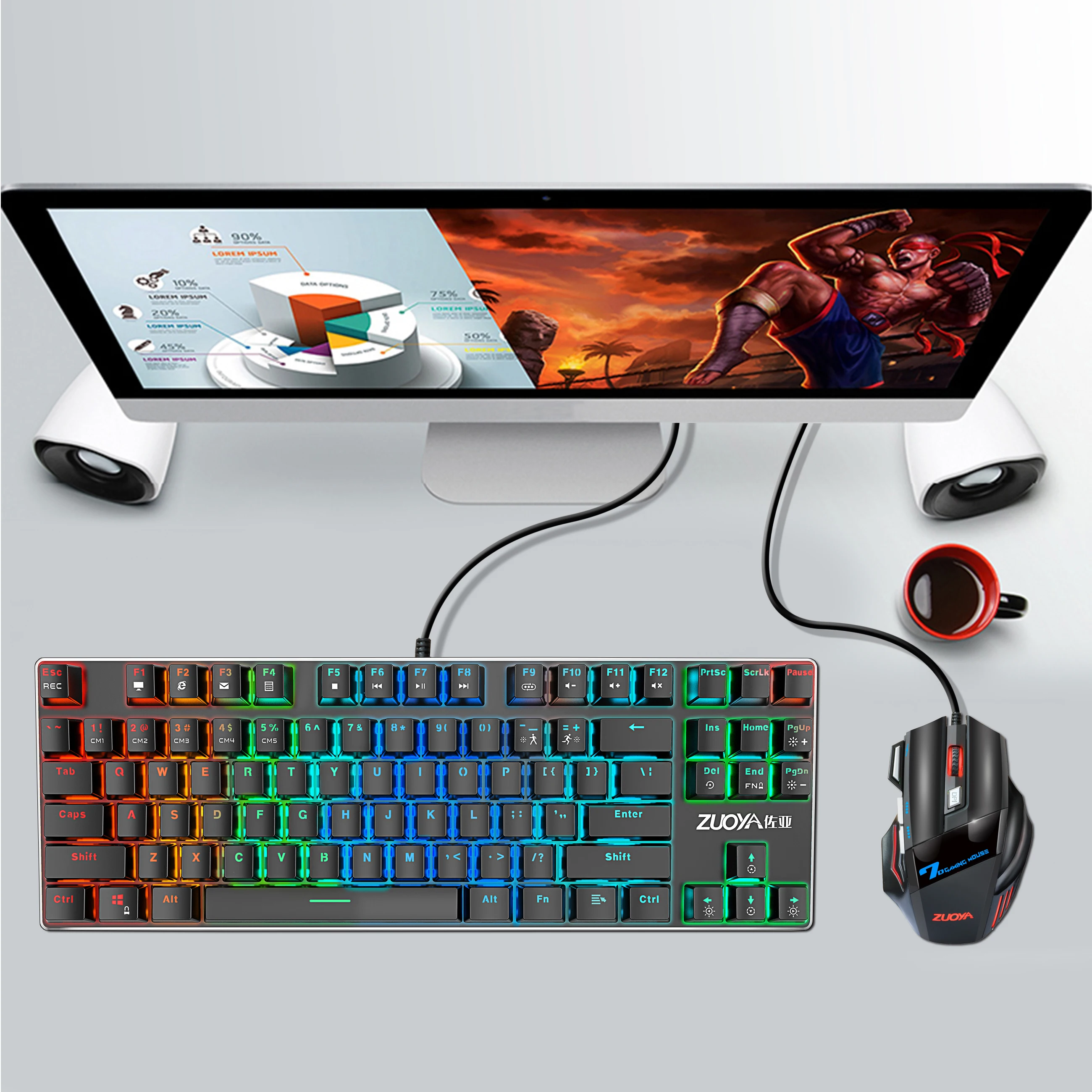 

RU/US version ZUOYA keyboard game Mechanical Keyboard USB Wired for Computer Desktop Professional gamer+gaming mouse