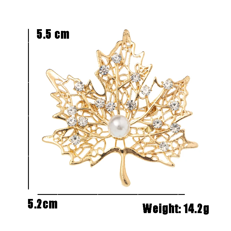 Rhao новый пустой клен лист камень жемчуг брошь дамы высококлассные свитер аксессуары пины праздничные подарки и цветочные броши на.