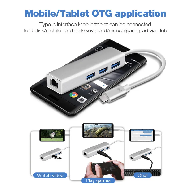 Сетевой адаптер USB 3 0 Type c Ethernet 1000 Мбит/с RJ45 usb с портами разветвитель для MacBook