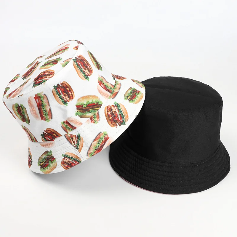Панама из хлопка с принтом бургеров шляпа рыбака уличная дорожная