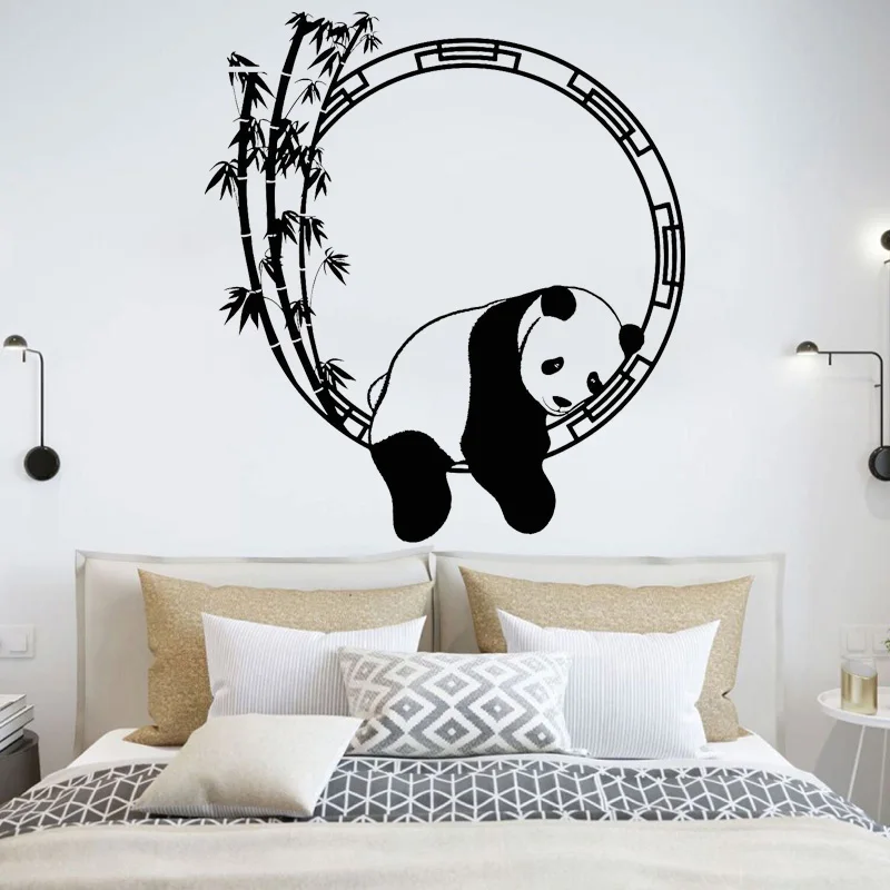 Nursery Vinyl Stickers Funny Panda Wall Decal Animal Home Decoration Bamboo Mural Cute Lovely Kids Room Decor O201