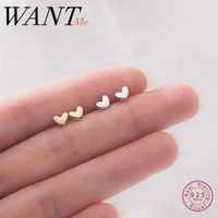 wantme trendy minimalist real 100 925 sterling silver mini small love heart stud earrings for women student teen jewelry gift