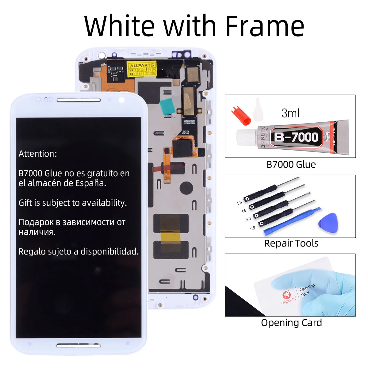 AMOLED Дисплей для Motorola Moto X2 LCD в сборе с тачскрином на рамке черный белый - Цвет: with Frame White