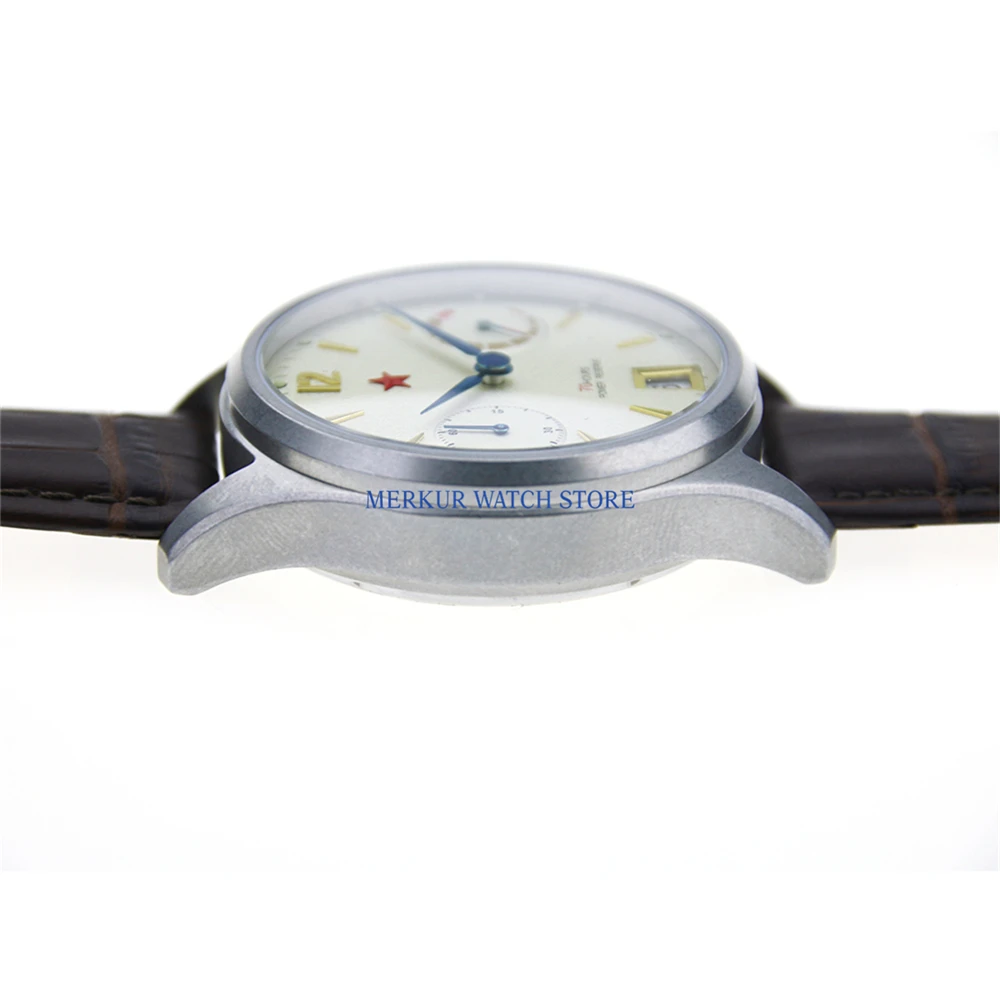 Красные звезды механические 1963 мужские пилот Часы флигер B-UHR намотки военный запас мощности 70 часов большой Дата пилот Часы